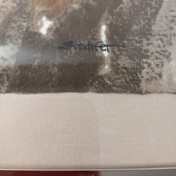 Abstract Mixed Media Painting Brown Yellow Beige By Suzanne Sandifer 8" X 10" - Picture 13 of 14